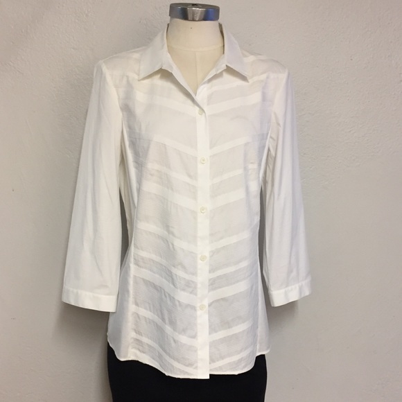 Lafayette 148 White Cotton Shirt, 10 - Picture 1 of 4
